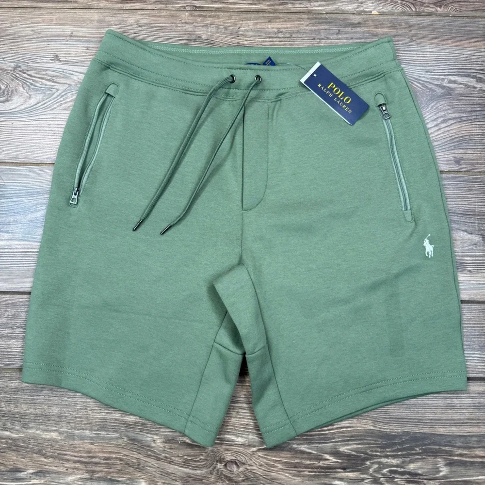Polo Ralph Lauren Men Size Medium Shorts Green Double Knit Zip Pocket NWT